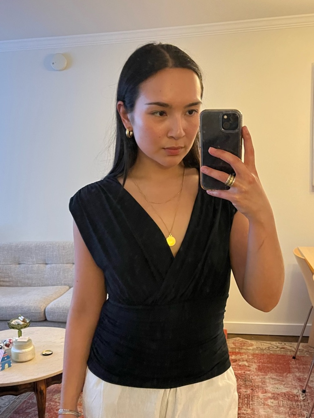 Abercrombie Sleeveless Black V-Neck Wrap Top - Classic Women's Top